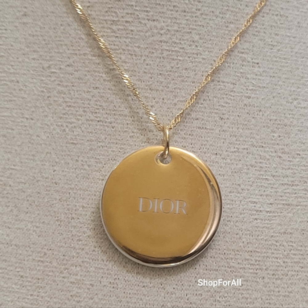 Christian Dior gold pendant Necklace gold tone & ceramic jadore - Picture 7 of 10